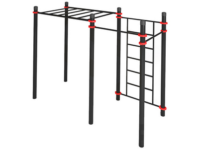 Комплекс для воркаута с рукоходом, шведской стенкой и двумя турниками